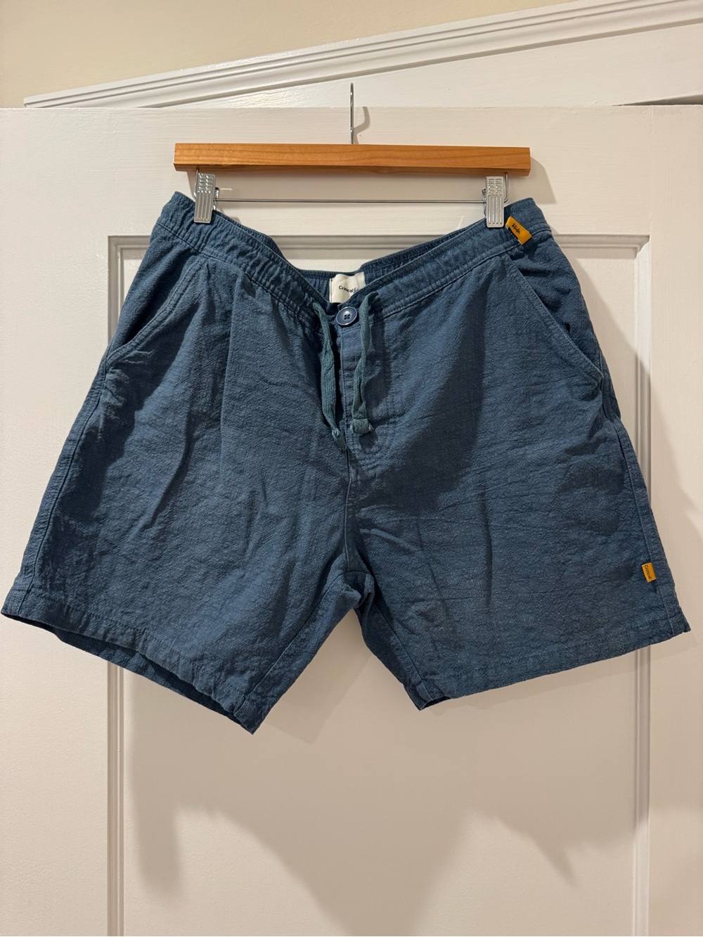 Critical Slide Cotton Linen Shorts Blue 32